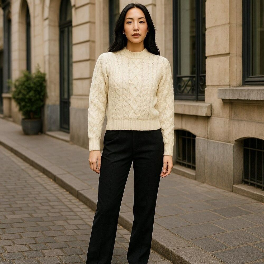 Vintage Dillards Womens Medium Ivory Knitted Sweater Long Sleeve Knit M